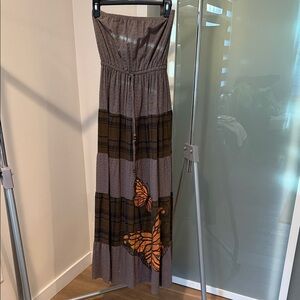 Boho Butterfly Strapless Maxi Dress | Size Small